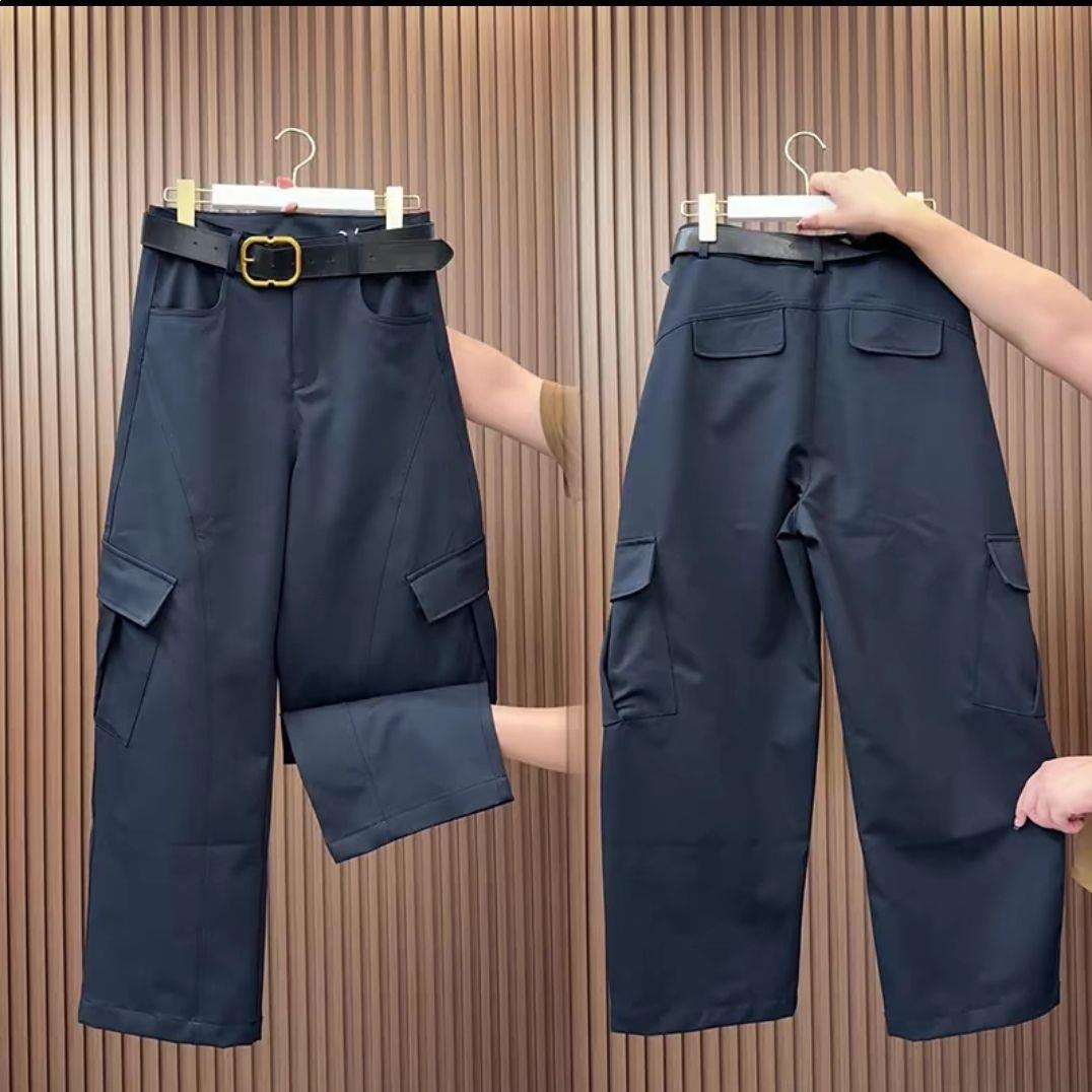 European Casual Cropped Women s Harem Pants – Loose, Slimming, Versatile Wide-Leg Cargo Style 4X/32 (145-160 lbs)