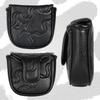 Golf Putter Cover, Magnetic Closure, Square Mallet, Club Head Cover, Stylish, Star Embroidery, Black Synthetic Leather