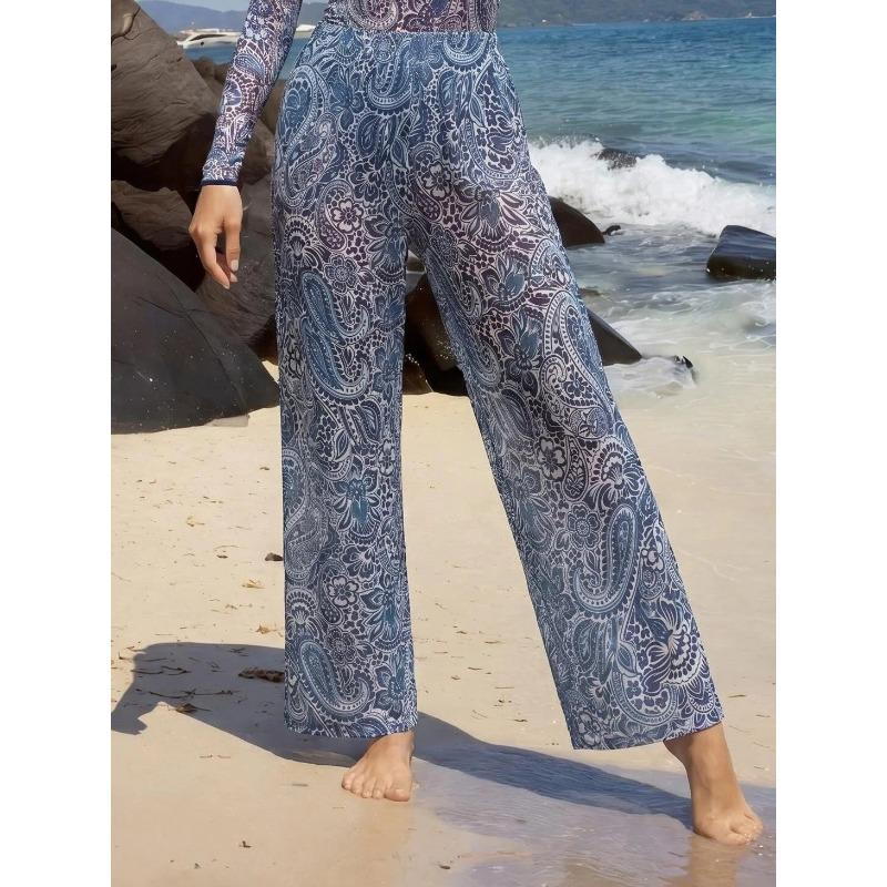 European and American Printed Long-sleeved Anti-sun One-piece Sexy Russian Swimsuit Women's Smart Wear