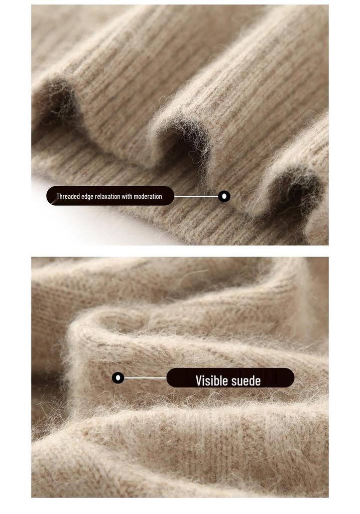 Lekasha Women's Mink Cashmere Knit Pullover - Half-High Neck, Autumn/Winter Loose Fit.