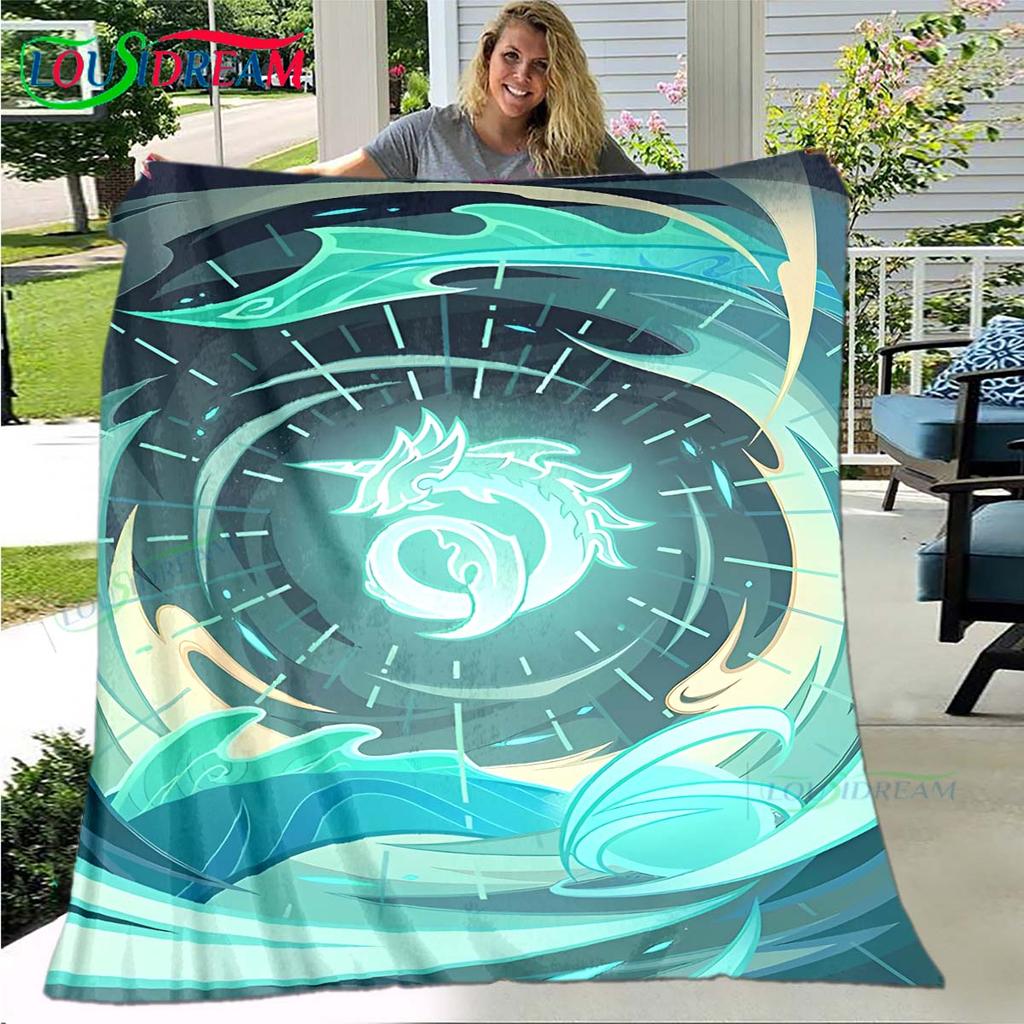 Hot Genshin Impact Runes Pattern Blanket Flannel Thin Blanket Portable Home Travel Office Lunch Break Blanket Birthday Gift