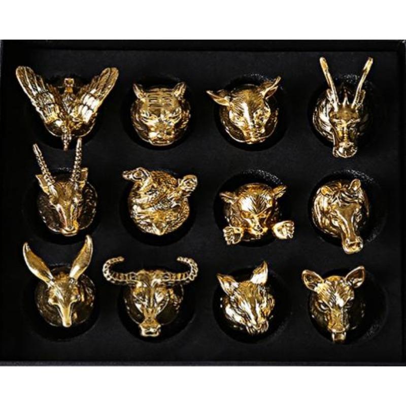 Tolv Zodiakus Likör Vinglas Set Hushåll Små Vinglas Pluntor Kinesisk Imitation Europeiska Dryckesvaror Utsökt Gåva