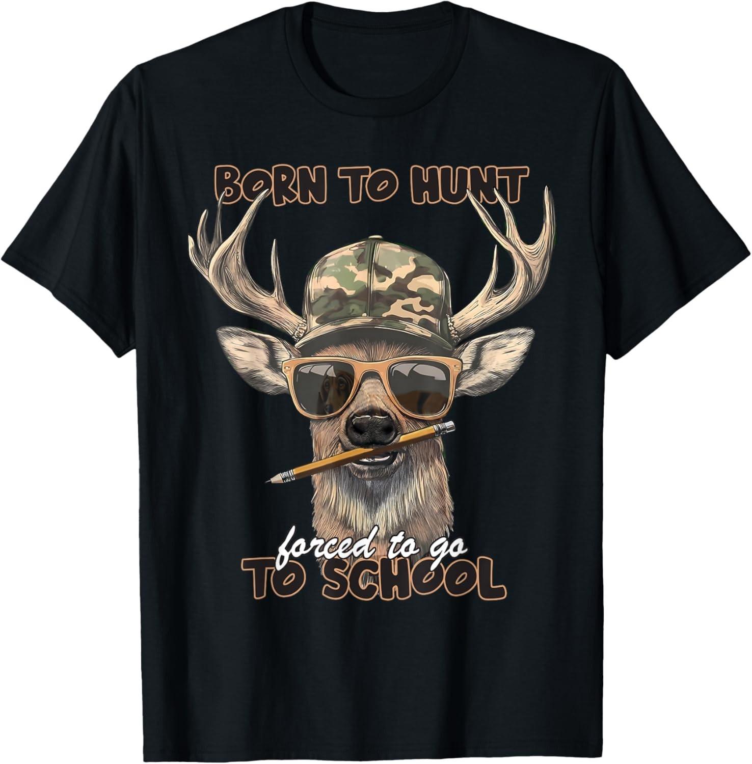 Forced to Go to School Deer Hunting Boy Camo T-Shirt Mens Womens Tees Top unisex T-Shirt Mens Womens Tees Top S