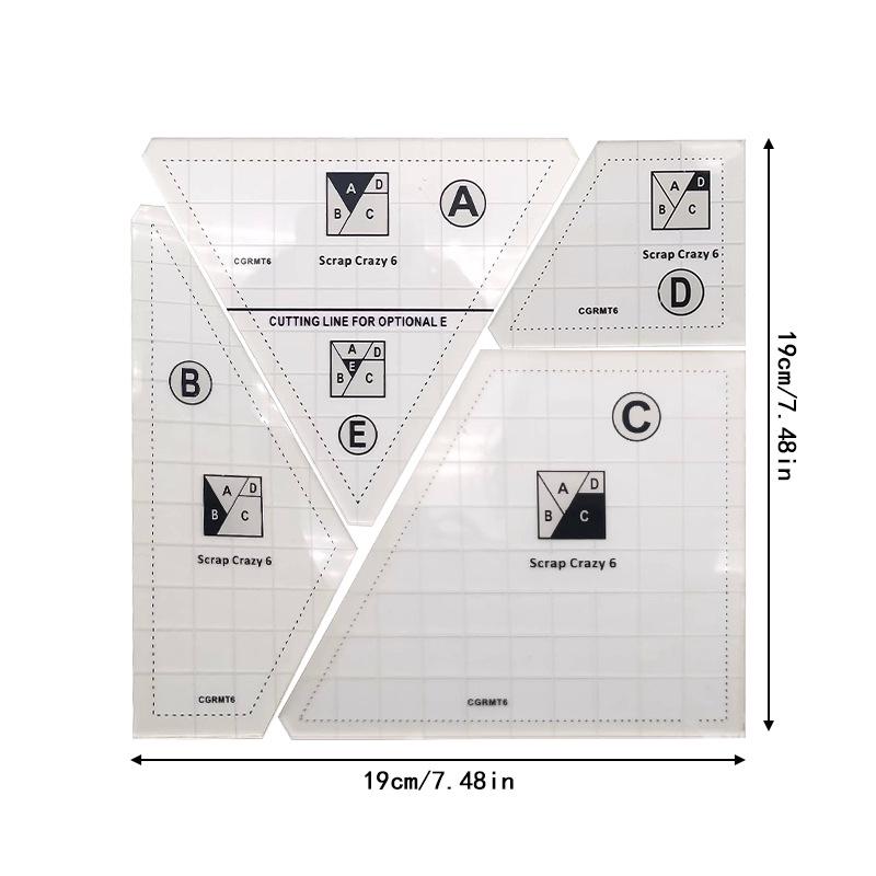 Acrylic Irregular 90° Sewing and Patchwork Ruler for Fabric Cutting
