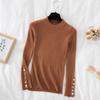 Autumn and Winter Long Sleeve Soft Knitted Women's Sweater Half High Collar Solid Bottom Pullover Sweaters Tops Ladies O Neck Casual Knitwears 24973
