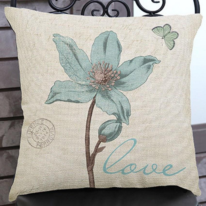 Retro Wild Flower Blue Color Print Sofa Cushion Home Decorative Car Seat Office Chair Throw Pillow Back Protection Cushions
