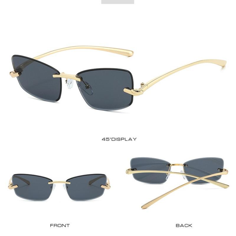 Rimless Cat Eye Sunglasses Women Fashion Trendy Eyewear