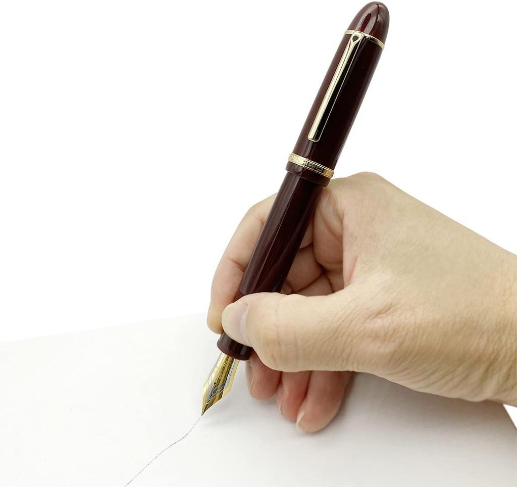 Gullor X159 Fine Nib Fountain Large Gold Gift Red Pen, Acrylic, Size, Trim, Boxed,