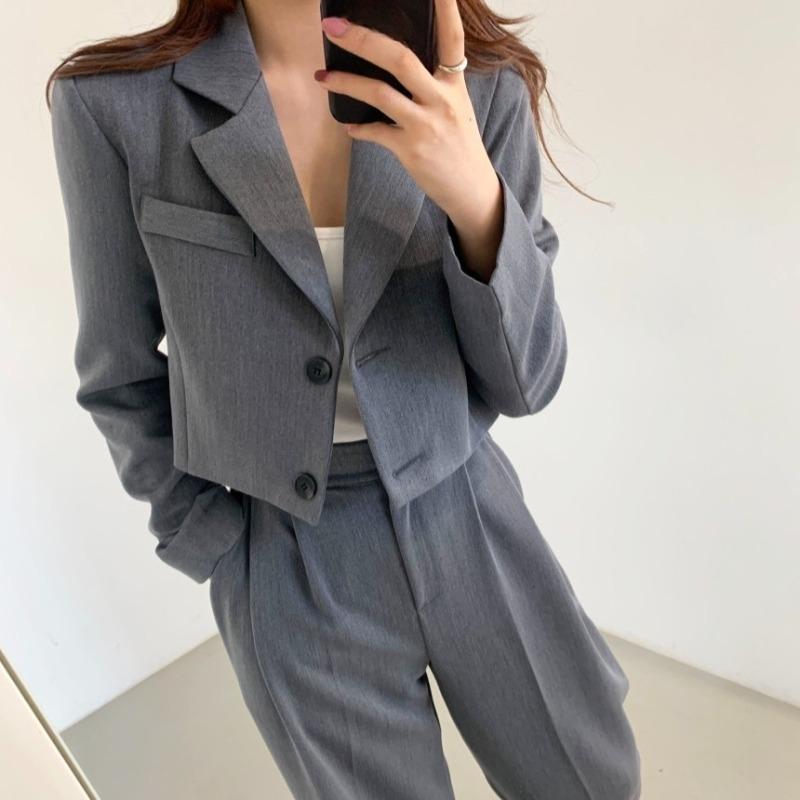 Fashion Autumn Loose Casual Suit Set Two Piece Outfit Blazer and Pants Women Office Wear