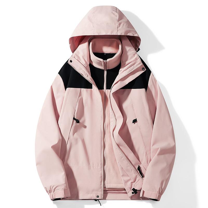 New Outdoor Jacket for Men and Women Autumn and Winter Three-in-one Removable Windproof Waterproof Fleece Inner Shell