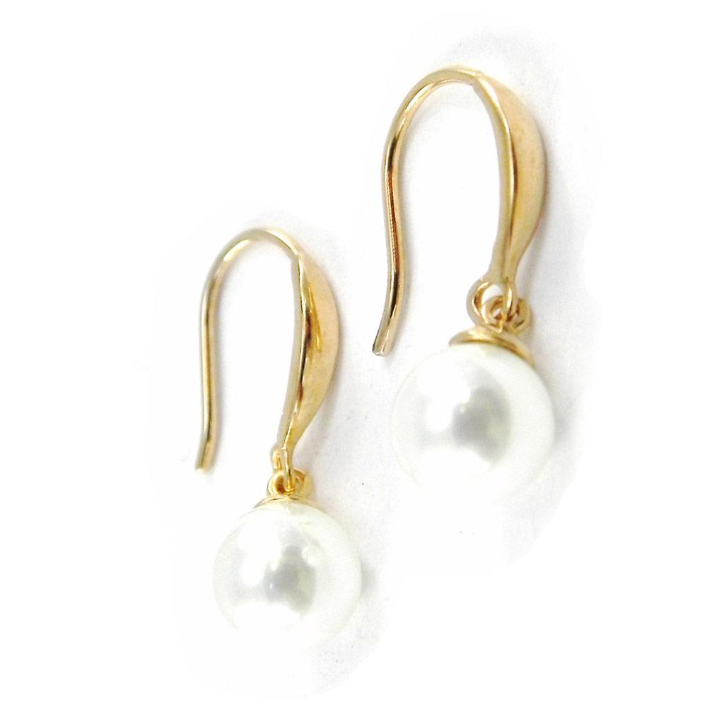 Les Trésors De Lily [C5747] - Boucles Plaqué Or 'Perla' Blanc Doré - perle 6 mm