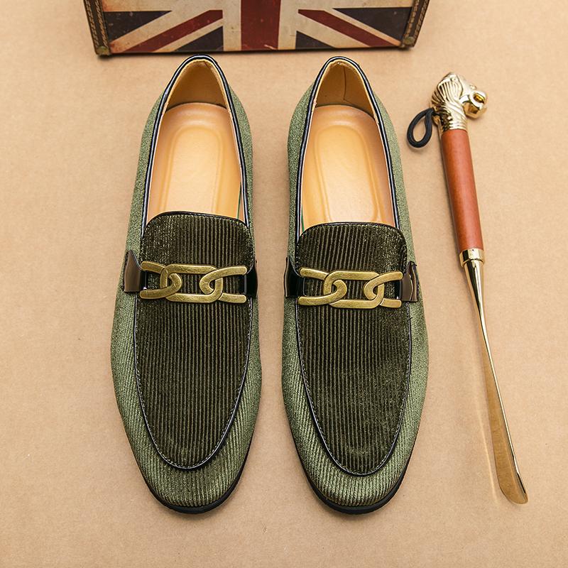 Fashion Mens Luxury Leather Chain Designer Brand Casual Office Dress Loafers Moccasins Wedding Black Male Footwear Shoes for Men 38~46