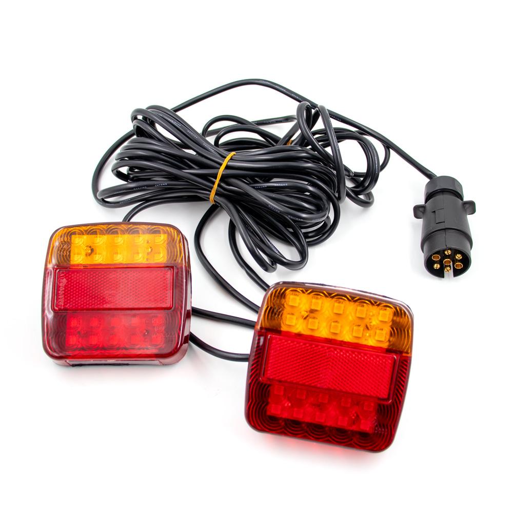2Piece/Set 12V Rear Towing Trailer Tail Light 16 LED 10m Cable 7 Pin Universal Brake Stop Waterproof License Number Plate Lamp