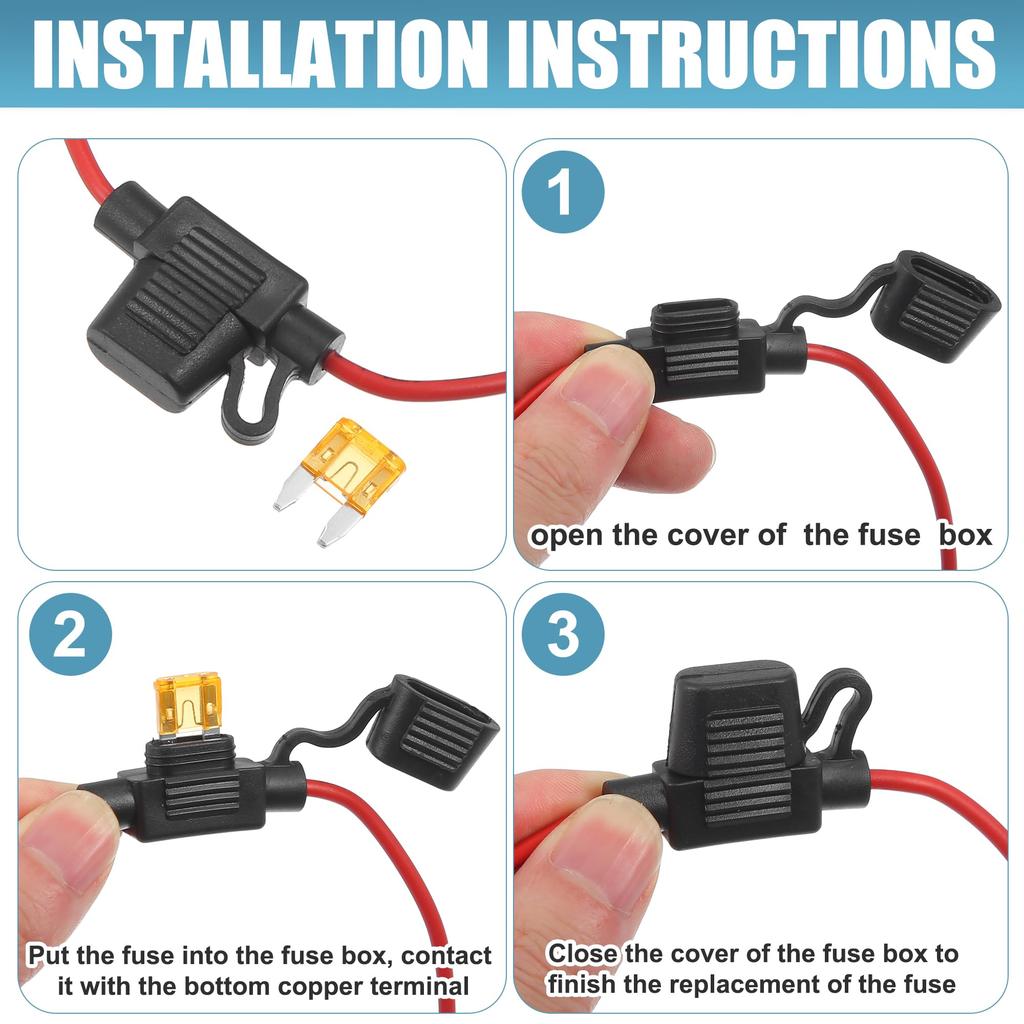 X AUTOHAUX Inline Fuse Holder Car Inline ATC Style with 5A Fuse Set of 3 DC 16 Gauge