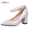 Fashion Aphixta New 2.75Inch Pimp Buckle Patent Leather Shoes Women Pumps Leisure Red Fashion Official Pointed Toe Plus Size 50