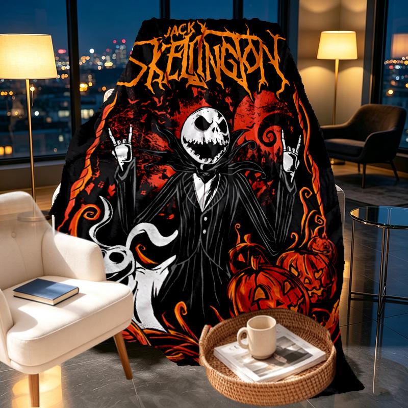 The Nightmare Before Christmas Print Blanket - Soft & Comfortable, for Bedroom, Travel, Sofa, Home Decoration - Birthday Christmas Gift for Friend