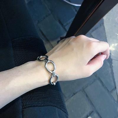 Oval Hollow Round Bracelet Simple Minimalist Japanese Korean Cold Style Street European American Personality Stainless Steel