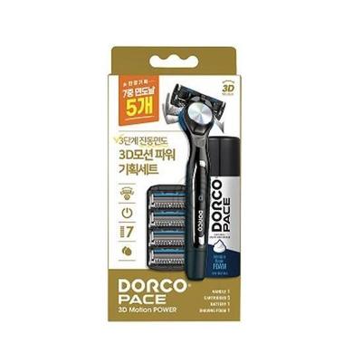 Dorco PACE 3D Motion Power Razor Special Set (Handle + 5 Blades + Shaving Foam 74ml)