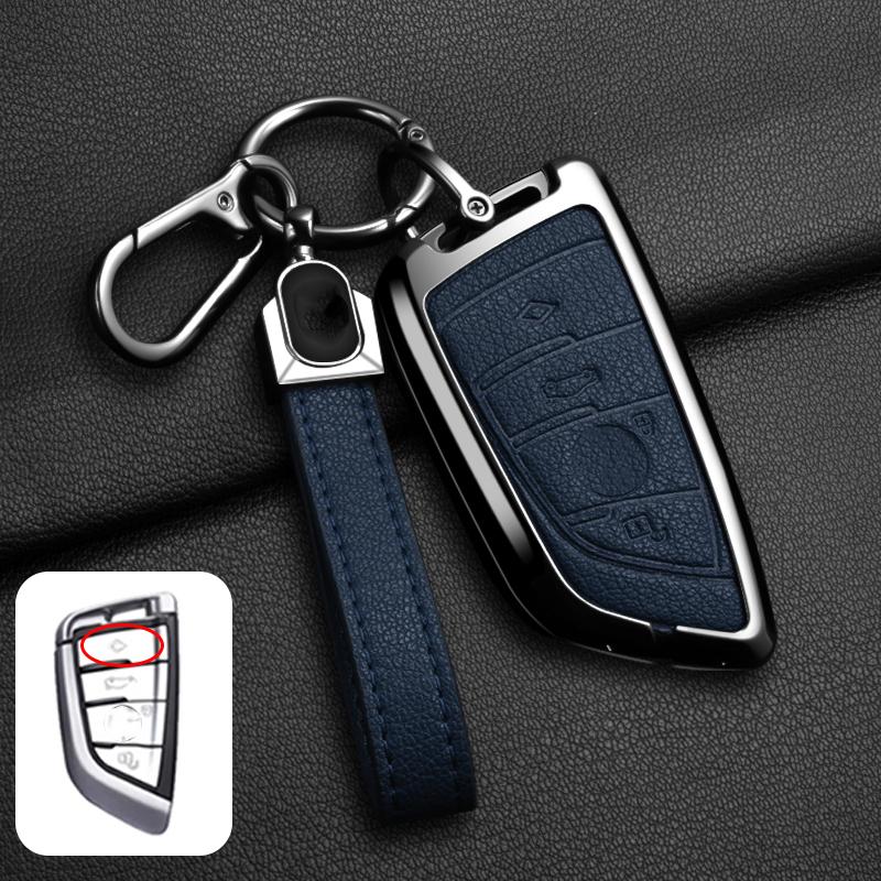 Goat Leather Zinc Alloy Car Key Case For Bmw X1 X3 X4 X5 G05 X6 X7 G20 G30 G11 F48 520 525 118I 218I 320I Key Case Car Key Fob