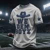 Men's Rugby Print Short Sleeve Neck T-Shirt for Casual Sport and Everyday Wear