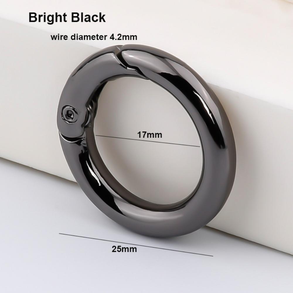 Black O-Ring Buckles Clips Zinc Alloy Round Push Trigger Snap Hooks Plated Gate Spring Carabiner