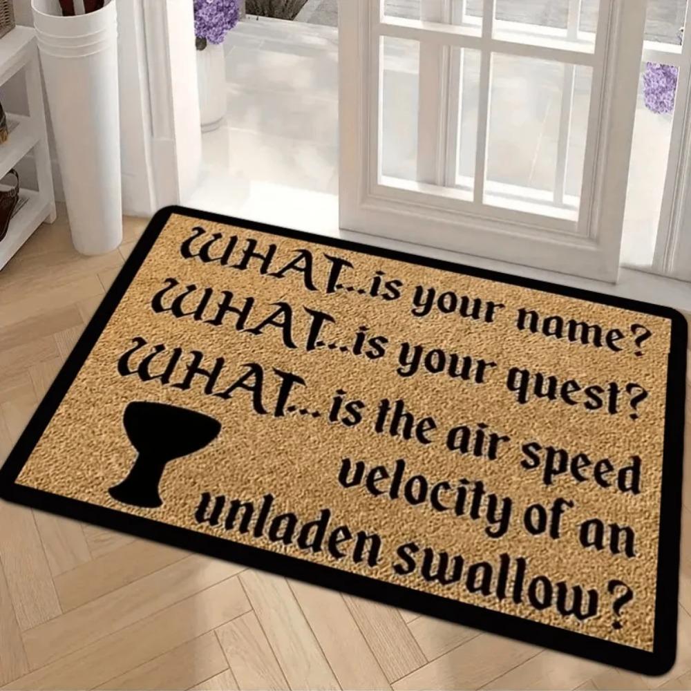 Monty Python Holy Grail Quote Welcome Doormat 2D Flat Print Non-Slip Floor Mat for Front Door Entryway Bedroom Bathroom Decor