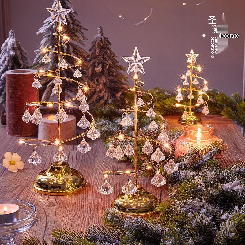 Luminous Electroplated Iron Christmas Tree Ornament Night Light