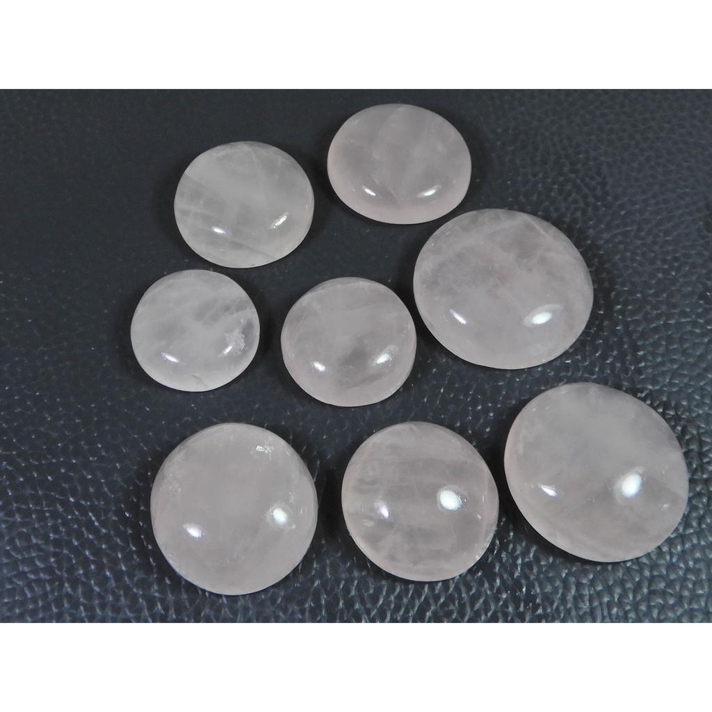305Cts. Natural Pink Rose Quartz Round Cabachon Loose Gemstone 08 Pcs Lot C-2532