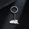Playful Lovely Kitten with Elegant Charm Stainless Steel Keyring Charm Pendant Accessory Portable for Personalize Use