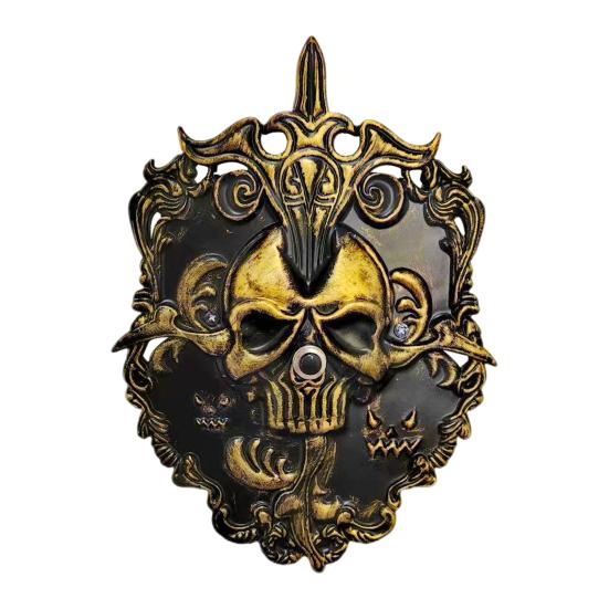 Halloween Skull Doorbell Decoration Spooky Skeleton Door Bell with Light Up Eyeball for Haunted House Party Decor