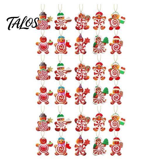 Rustic Xmas Tree Hanging Ornaments 20/30/40Pcs Wooden Christmas Ornaments, Candy Cane Lollipop Decor for Holiday Party Wreath Window Display