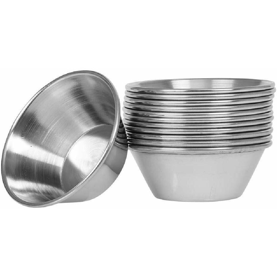 (12 Pack) 1.5 oz Sauce Cups, Stainless Steel Condiment Cups / Portion Cups