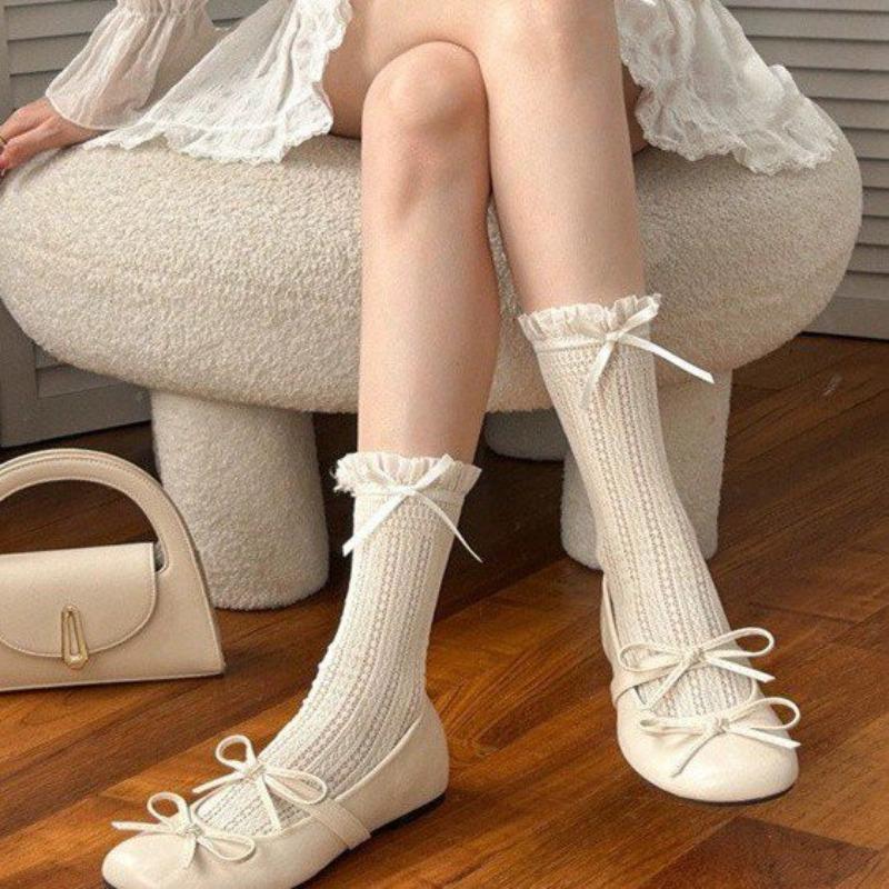 Square Head Single Shoes Women's Autumn New One-word with Bow Temperament Versatile Soft Sole Single Shoes