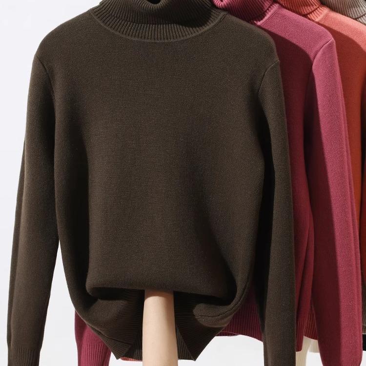 2024 Women's High Neck Plus Velvet Sweater - Thick Knit Pullover for Autumn/Winter