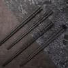 Lot de 10 paires de baguettes japonaises chinoises, baguettes à sushi noires réutilisables, baguettes coréennes en alliage métallique, vaisselle Palillos Chino