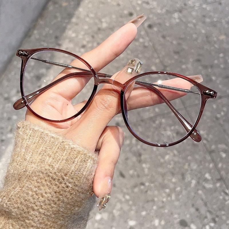 

1 piece of ladies round daily versatile color changing simple and fashionable glasses suitable for commuting to school