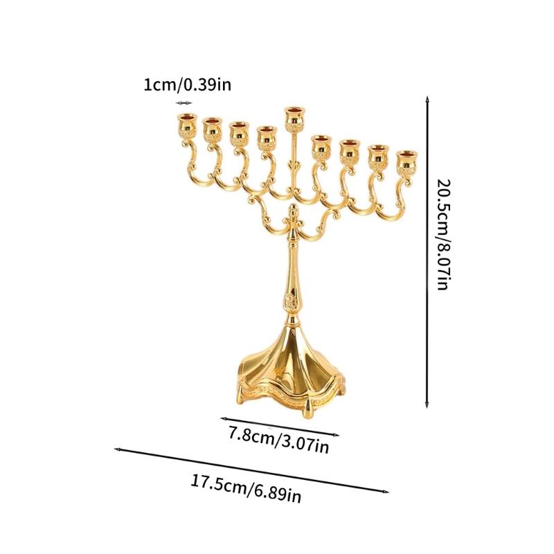 9 Branch Hanukkah Menorah Candle Holders for Shabbat,Tabernacle, Menorahs Chanukah Party Supplies Housewarming Present