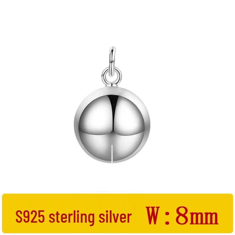 Sterling 925 Silver Small Bell Pendant with Red Rope - 8mm Jewelry Accessory.