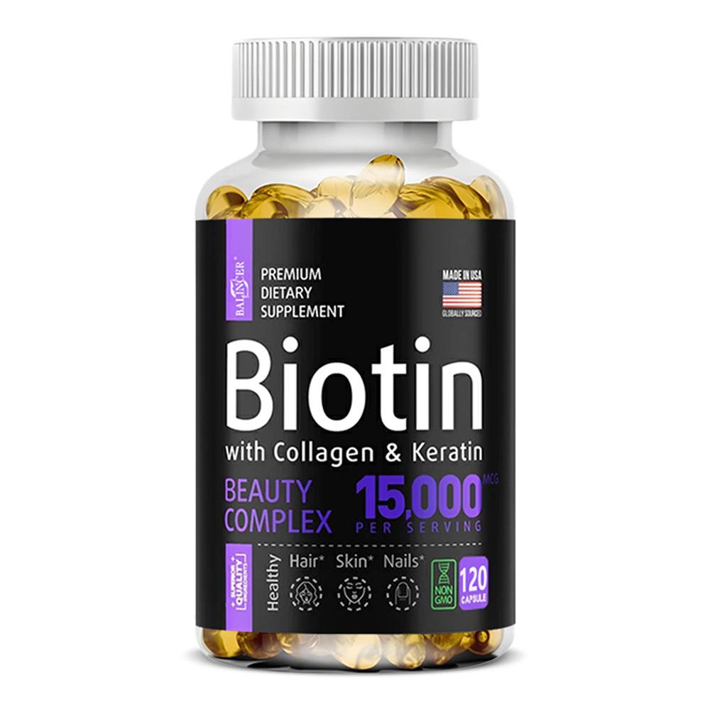 Integratore Alimentare di Biotina con Complesso di Collagene e Cheratina, 120 Capsule