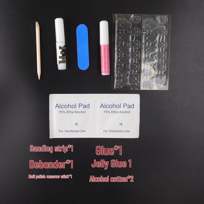 Nail Art Kit: Glue Remover, Alcohol Pads, Cotton Balls, File, Removal Sticks, Jelly Glue, Wearable Nails, Removal Pads