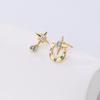 925 Sterling Silver Asymmetric Colorful Zircon Star Stud Earrings French Fashion Simple Jewelry Accessories for Women