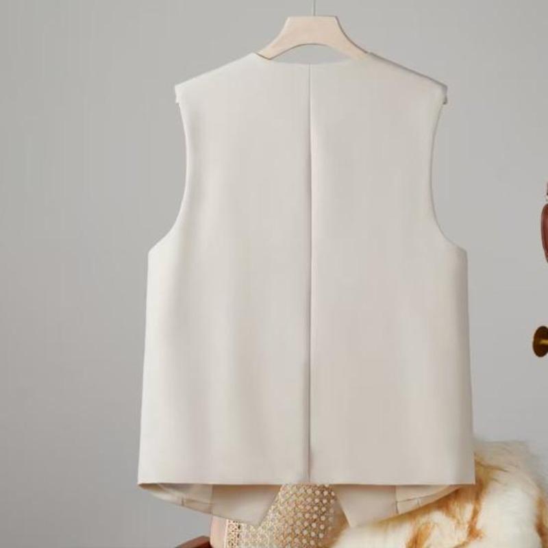 Damen Business Weste V-Ausschnitt Ärmellos Einfarbig Einreihig Business Pendeln Stil Strickjacke Anzug Mantel