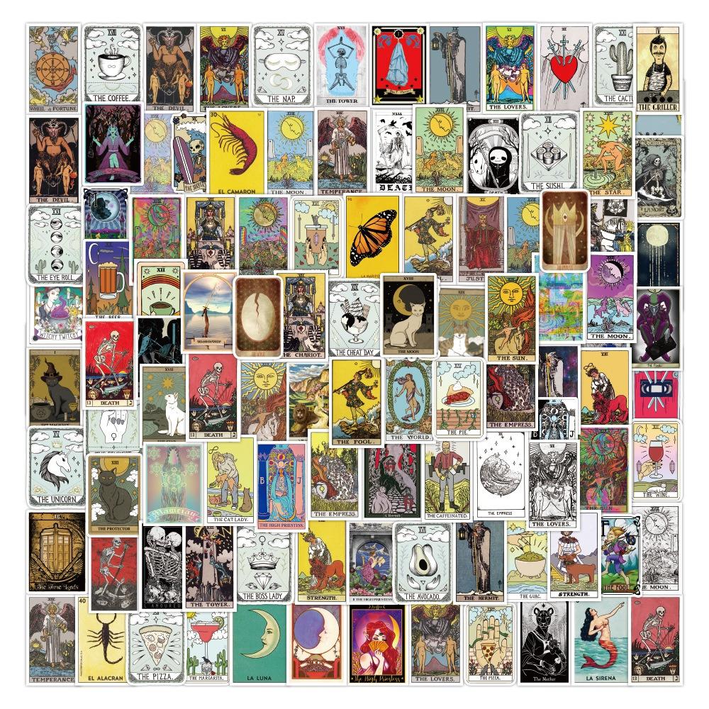 110pcs Tarot Stickers For Laptop Ipad Notebooks Stationery Computer Craft Supplies Sticker Vintage Scrapbooking Material