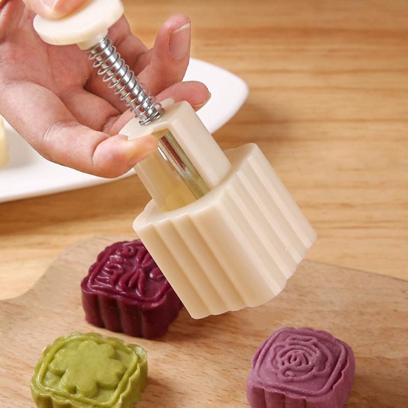 Mooncake Mold Mid-Autumn Festival Hand-Pressure Flower Moon Cake Mould Diy Hand Mooncake Pressure Fondant Decoration Tools