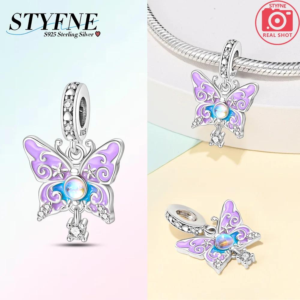 Charms Copper Butterfly Series Zircon Colorful Butterfly Beaded Pendant Fit Original Bracelet Diy Jewelry Making For Women