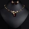 Ruby Necklace Earrings Set Simple Versatile Fashion Square Zircon Necklace Clavicle Chain
