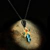 Schwarz Gold Schmuck Schlüsselbein Schmuck Pullover Kette Blau Zweifarbig Blume Halskette Vielseitig Silber Bronze