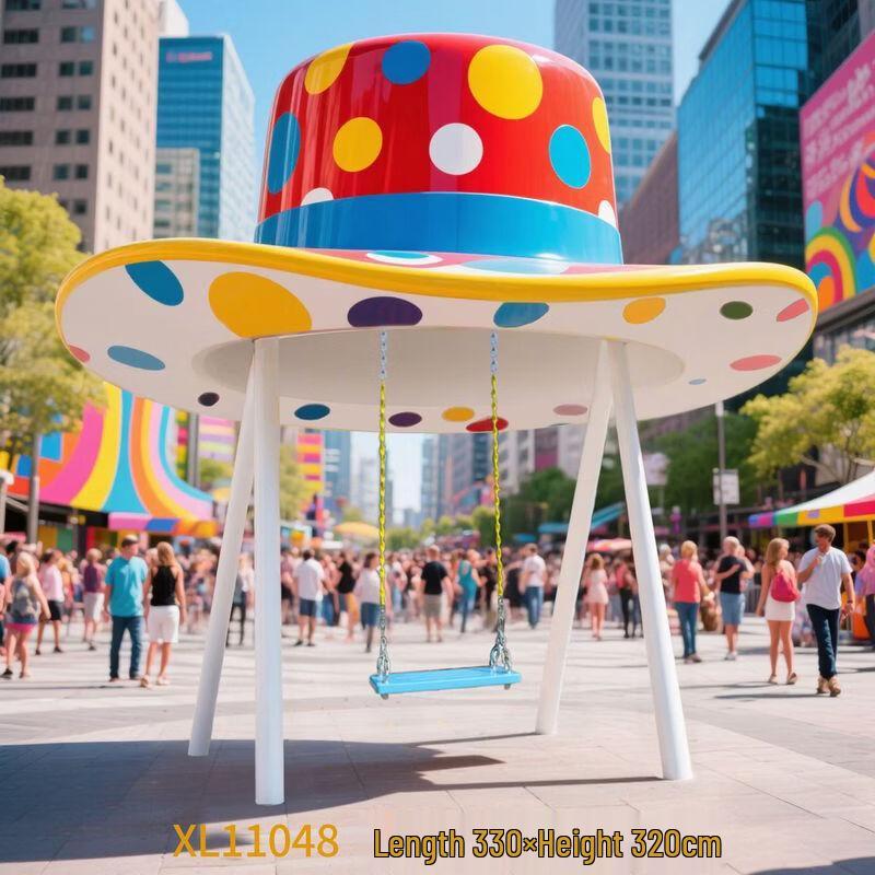 Outdoor Fiberglass Rainbow Cloud Swing Sculpture