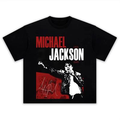 Singer MJ Michael Jackson Portrait Graphic Pure Cotton T Shirt Unisexs Retro Fashion Summer Unisex Hip Hop Short Sleeve Shirt