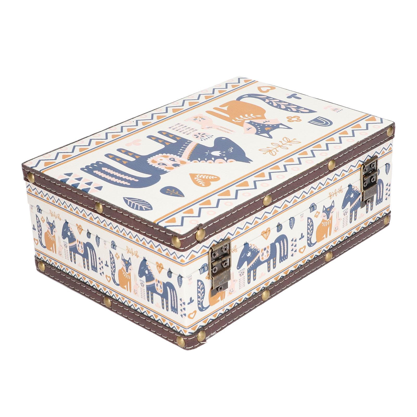 

Деревянная шкатулка для украшений Британский стиль Водонепроницаемая ПУ кожа Прочная Широкое применение Деревянная сокровищница